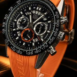 🎁 MEGA PROMOÇÃO Relógio TAG GMT Pulseira Laranja em Aço Inox 100% Funcional Luxo e Destaque + FRETE GRÁTIS