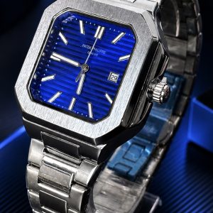 🎁 MEGA PROMOÇÃO Patek Cubitus Prata Mostrador Azul Luxo e Destaque Pura Sofisticação + Frete Grátis