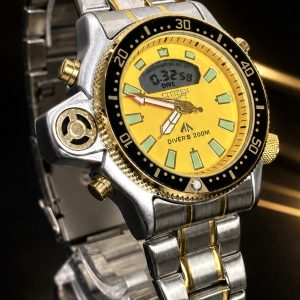 🎁 MEGA PROMOÇÃO Relógio Citize Promaster Aqualand Aço Inox Prata Detalhes Dourado Mostrador Amarelo 100% Funcional Digital e Analógico Luxo e Destaque + FRETE GRÁTIS