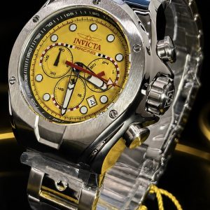 🎁  MEGA PROMOÇÃO ORIGINAL Invicta Racing Todo em Aço Inox Mostrador Amarelo Luxo e Sofisticação + FRETE GRÁTIS