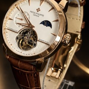 🎁 MEGA PROMOÇÃO Relógio Patek AUTOMÁTICO PREMIUM AAA+ Caixa Bronze Pulseira Couro Marrom Mostrador Branco Luxo e Destaque + FRETE GRÁTIS