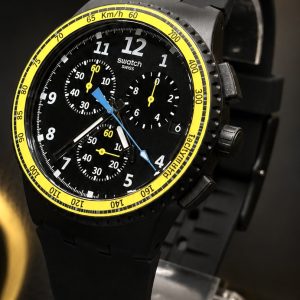 🎁 LANÇAMENTO Swatch Chrono Capanno ORIGINAL Blakc Detalhes Amarelo Luxo e Sofisticação + FRETE GRÁTIS