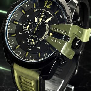 🎁 MEGA PROMOÇÃO 10BAR 100% Funcional Caixa Aço Inox Black Pulseira em Silicone Verde com Marcação Luxo DESTAQUE + FRETE GRÁTIS