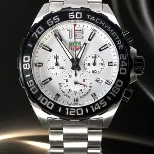🎁 MEGA PROMOÇÃO Relógio TAG Formula 1 PREMIUM AAA 100% Funcional Mostrador Branco + Pulseira em Aço Inox 904L Luxo e Destaque + FRETE GRÁTIS