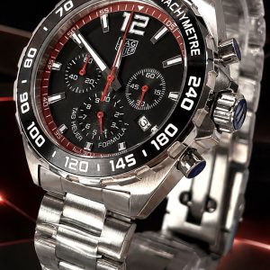 🎁 MEGA PROMOÇÃO Relógio TAG Formula 1 PREMIUM AAA 100% Funcional Mostrador Preto Detalhes Vermelho + Pulseira em Aço Inox 904L Luxo e Destaque + FRETE GRÁTIS