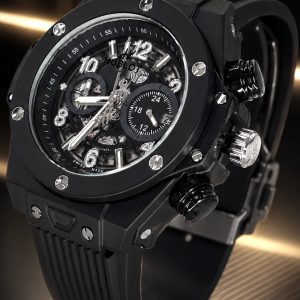 🎁 MEGA PROMOÇÃO Relógio Hublo Big Bang 100% Funcional All Black Pulseira em Silicone Luxo e Destaque + FRETE GRÁTIS