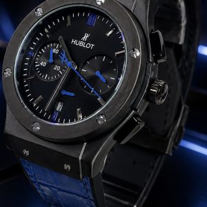 🎁 PROMOÇÃO Relógio Hublo 100 % Funcional + Pulseira em Couro Azul Luxo e Sofisticação + FRETE GRÁTIS