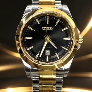 🎁 MEGA PROMOÇÃO Relógio Citizen Todo Aço Inox Detalhes Dourado Mostrador Preto Luxo e Destaque + FRETE GRÁTIS