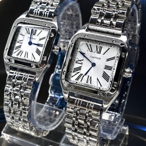 🎁 MEGA PROMOÇÃO KIT CASAL CARTIE Masculino e Feminino Todo em Aço Inox Mostrador Branco Luxo e Sofisticação+ FRETE GRÁTIS