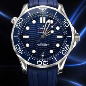  🎁 MEGA PROMOÇÃO Relógio Omeg Seamaster Diver Azul Pulseira em Silicone Caixa Aço Inox 904L PREMIUM AAA+ Luxo e Destaque + FRETE GRÁTIS