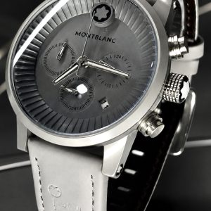 🎁 MEGA PROMOÇÃO Relógio MontBlan Cinza 100% Funcional Caixa Aço Inox Pulseira em Couro Luxuoso + FRETE GRÁTIS