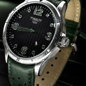 🎁 MEGA PROMOÇÃO Relógio Tisso 1853 Mostrador Preto Caixa em Aço Inox Pulseira em Couro Verde Luxo e Destaque Absoluto + FRETE GRÁTIS