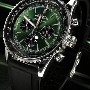  🎁 MEGA PROMOÇÃO Relógio Breitilin 100% Funcional Mostrador Verde Caixa Aço Inox Pulseira Silicone Preta Luxo e Destaque + FRETE GRÁTIS