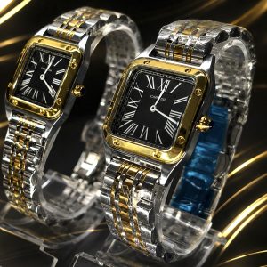 🎁 MEGA PROMOÇÃO KIT CASAL CARTIE Masculino e Feminino em Aço Inox Detalhes Dourado Mostrador Branco Luxo e Sofisticação+ FRETE GRÁTIS