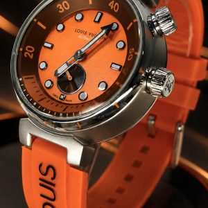 🎁 MEGA PROMOÇÃO Relógio LV Laranja 100% Funcional Fundo de Vidro + Pulseira Silicone Luxo e Destaque + FRETE GRÁTIS