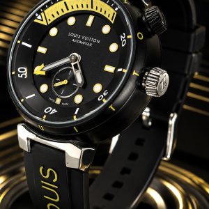 🎁 MEGA PROMOÇÃO Relógio LV Preto 100% Funcional Fundo de Vidro + Pulseira Silicone Luxo e Destaque + FRETE GRÁTIS