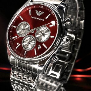 🎁 MEGA PROMOÇÃO Relógio Arman 100% Mostrador Vermelho Todo em Aço Inox Funcional Luxo e Destaque + FRETE GRÁTIS