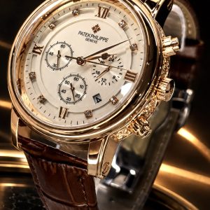 🎁 MEGA PROMOÇÃO Relógio Patek 100% Funcional Caixa Bronze Pulseira Couro Marrom Luxo e Destaque + FRETE GRÁTIS