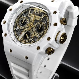  🎁 LANÇAMENTO Invicta Racing ORIGINAL Todo Branco 100% Funcional Mostrador Preto Detalhes Dourado Luxo e Sofisticação + FRETE GRÁTIS
