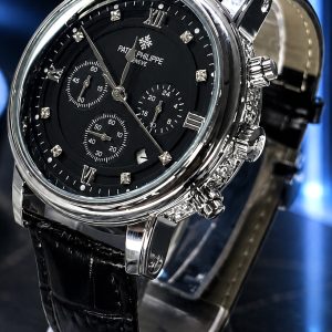 🎁 MEGA PROMOÇÃO Relógio Patek 100% Funcional All Black Caixa Aço Inox Pulseira Couro Luxo e Destaque + FRETE GRÁTIS