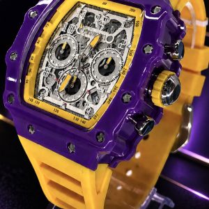 🎁  MEGA PROMOÇÃO ORIGINAL Invicta Lakers Racing Nitro Roxo Pulseira em Silicone Amarela Luxo e Sofisticação + FRETE GRÁTIS