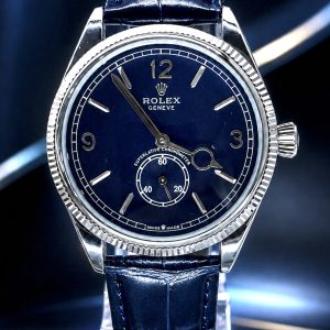 🎁 MEGA PROMOÇÃO Relógio Rlx Azul 100% Funcional Caixa Aço Inox Fundo de Vidro Pulseira Couro Destaque + FRETE GRÁTIS