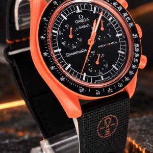 🎁 MEGA PROMOÇÃO Relógio Omega x Swatch Preto Detalhes Laranja 100% Funcional Linha Premium AAA+ Luxo e Destaque + FRETE GRÁTIS
