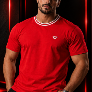 🎁 MEGA PROMOÇÃO Camisa Arman Vermelha Gola Branca Caimento Perfeito Elegância e Destaque + FRETE GRÁTIS