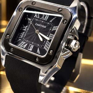 🎁 NOVIDADE EM PROMOÇÃO Relógio Carti Santos100 Preto Caixa Aço Inox Detalhes Pulseira em Silicone Luxo e Destaque + FRETE GRÁTIS