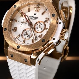 🎁 MEGA PROMOÇÃO Relógio Hublo Classic Fusion Chronograph Branco Caixa Bronze PREMIUM AAA+ Luxo e Destaque + FRETE GRÁTIS