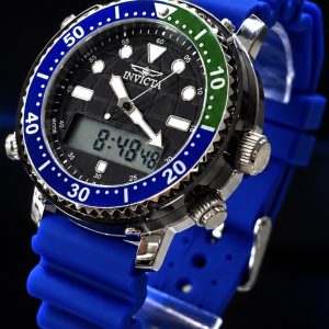 🎁 MEGA PROMOÇÃO ORIGINAL Invicta Pro Diver 100% Funcional Digital e Analógico Mostrador Preto Pulseira em Silicone Azul LUXO E SOFISTICAÇÃO + Frete Grátis