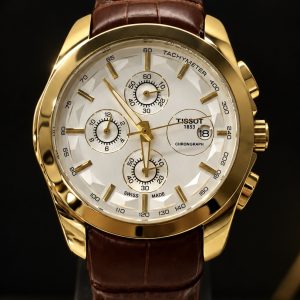 🎁 MEGA PROMOÇÃO Relógio Tisso Mostrador Branco Caixa Banhada Pulseira em Couro Marrom Luxo e Destaque Absoluto + FRETE GRÁTIS