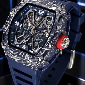 🎁 MEGA PROMOÇÃO Relógio R.M Azul Fundo de Vidro Pulseira em Silicone Luxo e Destaque + FRETE GRÁTIS