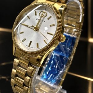 🎁 MEGA PROMOÇÃO Relógio Guc Feminino Banhado Mostrador Branco Luxo e Elegância + Frete Grátis