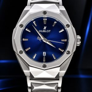 🎁 MEGA PROMOÇÃO Relógio Hublo Todo em Aço Inoxidável Fundo de Vidro Mostrador Azul  Luxo e Destaque + FRETE GRÁTIS