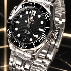  🎁 MEGA PROMOÇÃO Relógio OMG Automático Fundo de Vidro Todo em Aço Inox 904L Linha Mostrador Preto Premium AAA+ Luxo e Destaque + FRETE GRÁTIS