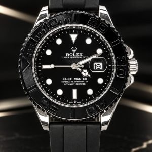 🎁 MEGA PROMOÇÃO Relógio Rlx Preto Fundo de Vidro Caixa Aço Inox Pulseira em Silicone Luxo e Destaque + FRETE GRÁTIS