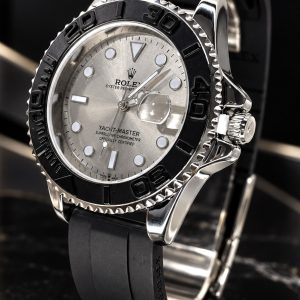 🎁 MEGA PROMOÇÃO Relógio Rlx Fundo de Vidro Mostrador Cinza Caixa Aço Inox Pulseira em Silicone Luxo e Destaque + FRETE GRÁTIS