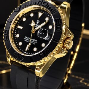 🎁 MEGA PROMOÇÃO Relógio Rlx Preto Fundo de Vidro Caixa Banhada Pulseira em Silicone Luxo e Destaque + FRETE GRÁTIS
