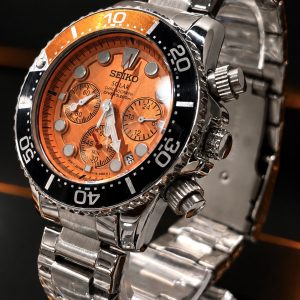 🎁 MEGA PROMOÇÃO Relógio Seik Mostrador Laranja 100% Funcional Todo me Aço Inox Luxo e Destaque + FRETE GRÁTIS