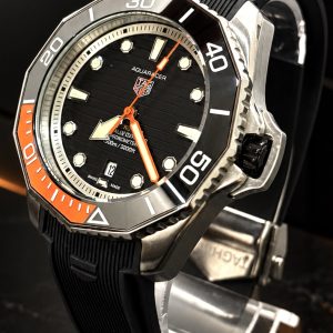 🎁 MEGA PROMOÇÃO Relógio TAG AQUARACER Automático Preto Detalhe Laranja PREMIUM AAA+ Pulseira em Silicone Luxo e Destaque + FRETE GRÁTIS