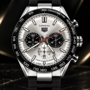 🎁 MEGA PROMOÇÃO Relógio Tag Carrera  100% Funcional  Mostrador Branco Caixa Aço Inox Pulseira em Silicone Preta Luxo e Destaque + FRETE GRÁTIS